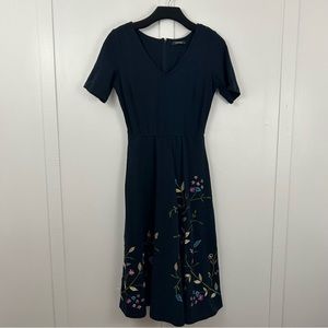 eshakti womens blue floral embroidered aline dress size S